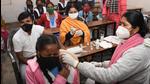 A health worker gives a shot of Covid vaccine to a student at Madhyamik Vidyalaya, Kurji in Patna on Tuesday. (Santosh Kumar/HT Photo) A health worker gives a shot of Covid vaccine to a student at Madhyamik Vidyalaya, Kurji in Patna on Tuesday. (Santosh Kumar/HT Photo)