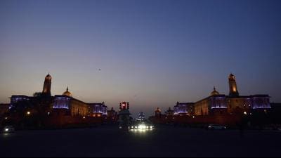 The Delhi Secretariat building illuminated near Vijay Chowk in New Delhi. (HT File) The Delhi Secretariat building illuminated near Vijay Chowk in New Delhi. (HT File)