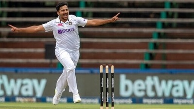 Shardul Thakur reacts after dismissing Temba Bavuma, during Day 2 of Johannesburg Test (AP) Shardul Thakur reacts after dismissing Temba Bavuma, during Day 2 of Johannesburg Test (AP)