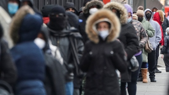 People line up for a Covid-19 test at a hospital, during the coronavirus disease pandemic in the Bronx borough of New York City, US&nbsp;(REUTERS)