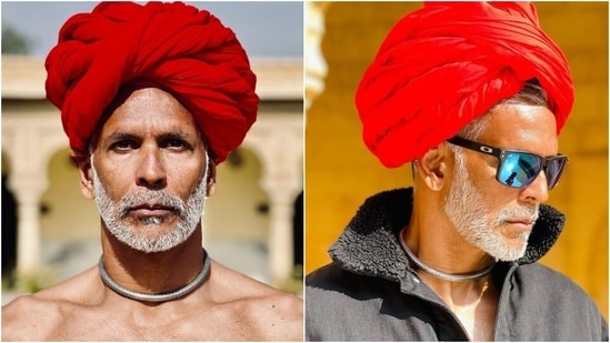 Milind Soman calls turban stylish accessory for Jaisalmer sun, Ankita Konwar's reacts on his fiery pics