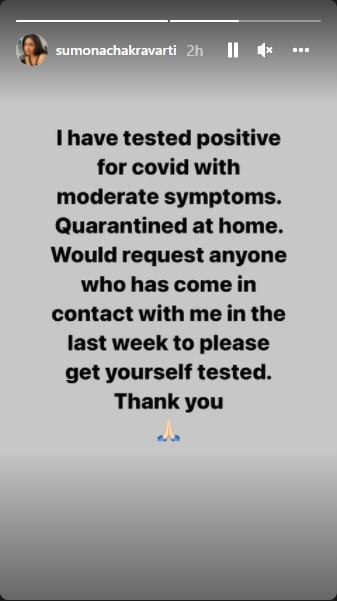 Sumona said that she has 'moderate symptoms'.