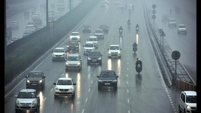 On Wednesday, Gurugram recorded 4.6mm of rainfall from 8.30am to 5.30pm. (Vipin Kumar/HT PHOTO)