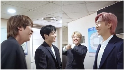 BTS members Jin, Jungkook, Jimin and RM in a new video. BTS members Jin, Jungkook, Jimin and RM in a new video.