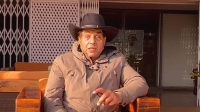 Dharmendra at his Lonavala farmhouse.