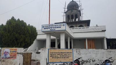 The alleged sacrilege incident took place at 2 pm when the granthi of Gurdwara Nanaksar at Bhangupur village falling under the Ajnala sub-division in Amritsar was not present. (HT Photo)