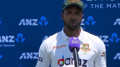 Ebadot Hossain during the post-match interview after Bangladesh's win over New Zealand. (Twitter) Ebadot Hossain during the post-match interview after Bangladesh's win over New Zealand. (Twitter)