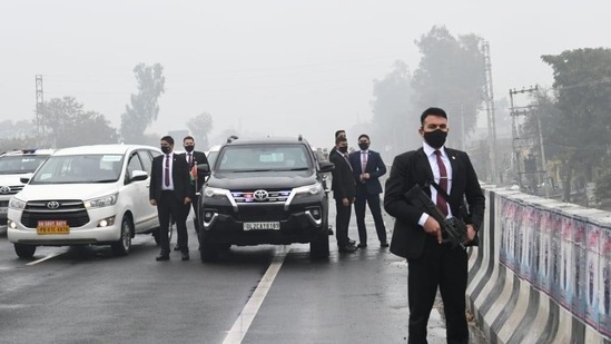 PM Modi's convoy in Punjab's Ferozepur (ANI)