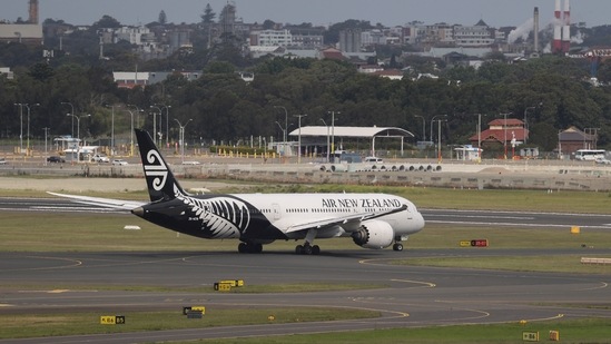 An Air New Zealand plane is seen taxiing from the international terminal at Sydney Airport. (Reuters)