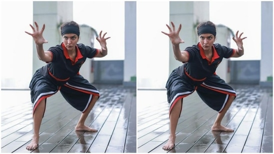 Lakshmi Manchu demonstrates a Kalaripayattu stance – Simha Vadivu(Instagram/@lakshmimanchu)