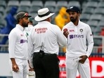 Umpire Marais Erasmus has a word with Ajinkya Rahane and KL Rahul(AP) Umpire Marais Erasmus has a word with Ajinkya Rahane and KL Rahul(AP)