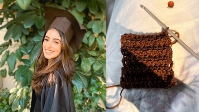 Navya Nanda has taken up crochet as a winter hobby. Navya Nanda has taken up crochet as a winter hobby. 