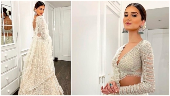 Styled by celebrity stylist Meagan Concessio, Tara Sutaria's gorgeous lehenga is designed by Falguni and Shane Peacock.(Instagram/@tarasutaria)