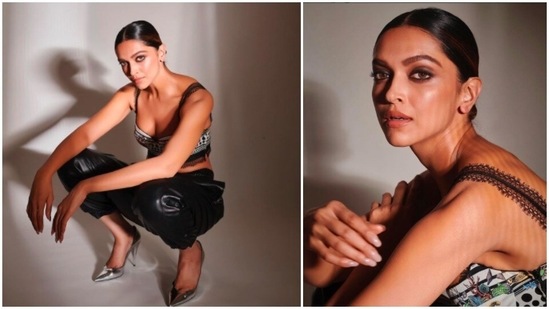 Deepika Padukone, who will soon be seen in Gehraiyaan with Ananya Panday and Siddhant Chaturvedi, recently blessed our feeds with stunning photos of herself in a black and white embroidered bralette and cropped leather pants.(Instagram/@thehouseofpixels)