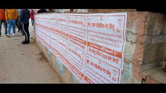 Bajrang Dal Varanasi convener Nikhil Tripathi Rudra accepted that the posters had been put up by them. (HT Photo) Bajrang Dal Varanasi convener Nikhil Tripathi Rudra accepted that the posters had been put up by them. (HT Photo)