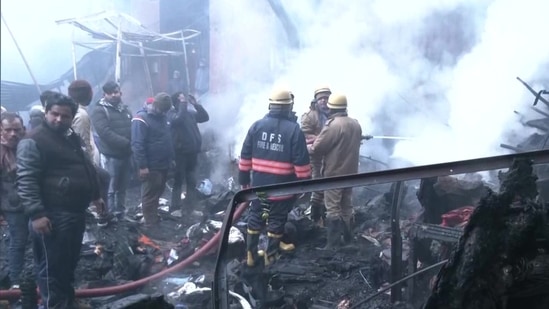 Fire broke out in Delhi's Lajpat Rai market&nbsp;(ANI photo)