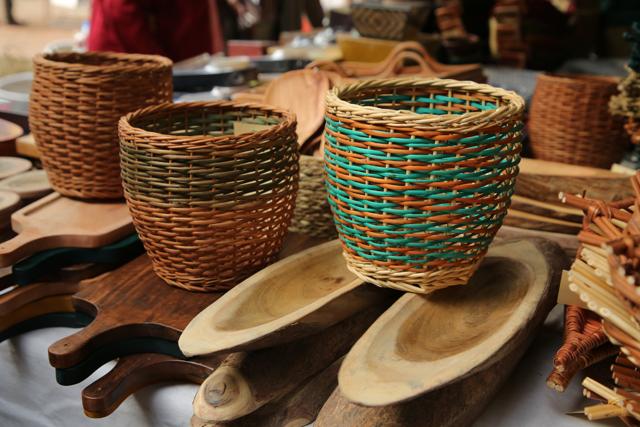 Wicker baskets that can double up as a kitchen top waste container for organic waste. (Photo: Manoh Verma/HT)