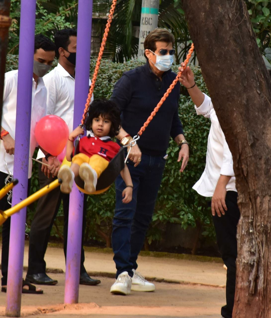 Jeetendra and Ravie playing in the park. (Varinder Chawla)