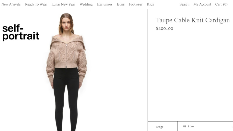 The Taupe Cable Knit Cardigan. (self-portrait-studio.com) The Taupe Cable Knit Cardigan. (self-portrait-studio.com)
