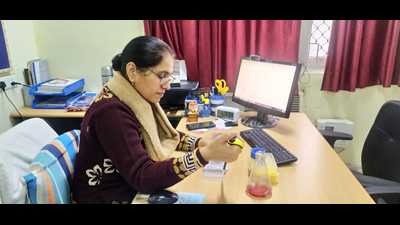 Project head Seema Nara in her lab at MNNIT (HT Photo)