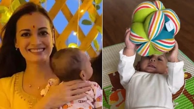 Dia Mirza shares first glimpse of son Avyaan Azaad Rekhi. Dia Mirza shares first glimpse of son Avyaan Azaad Rekhi.