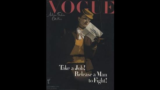 A1943 cover calling on women to take jobs during WWII.  (Image courtesy archive.vogue.com)