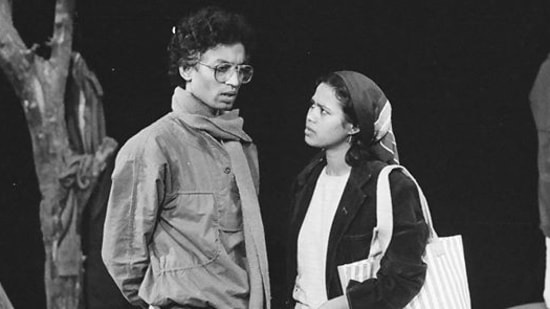 Irrfan Khan and Sutapa Sikdar during a play in their early days.