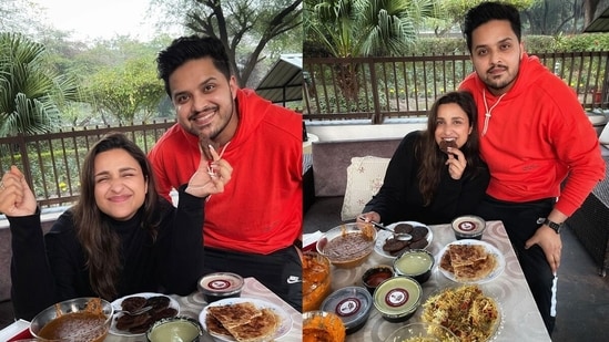 Parineeti Chopra enjoying food from her brother's new restaurant.&nbsp;