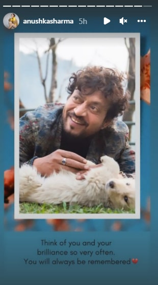 Anushka Sharma remembers Irrfan Khan.