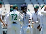 India's batsman Ajinkya Rahane leaves the field after being dismissed by South Africa's bowler Duanne Olivier for a duck, during the first day of the 2nd Test Cricket match between South Africa and India at the Wanderers stadium in Johannesburg.(AP) India's batsman Ajinkya Rahane leaves the field after being dismissed by South Africa's bowler Duanne Olivier for a duck, during the first day of the 2nd Test Cricket match between South Africa and India at the Wanderers stadium in Johannesburg.(AP)