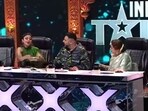 Shilpa Shetty with Badshah and Kirron Kher on India's Got Talent sets.