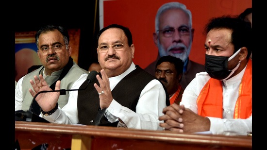 Tripura BJP said party president JP Nadda’s visit to the state has been put off due to the Covid-19 situation (ANI) Tripura BJP said party president JP Nadda’s visit to the state has been put off due to the Covid-19 situation (ANI)