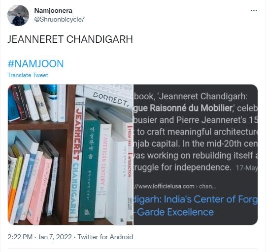 Fans took to Twitter and reacted as they spotted a book called Jeanneret Chandigarh.