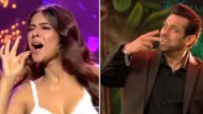 Nia Sharma and Salman Khan on Bigg Boss 15 Weekend Ka Vaar. Nia Sharma and Salman Khan on Bigg Boss 15 Weekend Ka Vaar.