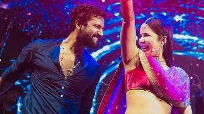 Vicky Kaushal and Katrina Kaif in a photo from their wedding festivities. (Instagram) Vicky Kaushal and Katrina Kaif in a photo from their wedding festivities. (Instagram)