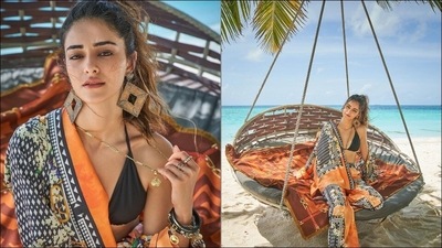 Turning cover girl for a magazine shoot, Ananya's super toned look in the sexy black string bikini is turning up the heat across the Internet as she took to her social media handle and shared a slew of pictures. &nbsp; (Instagram/ananyapanday)