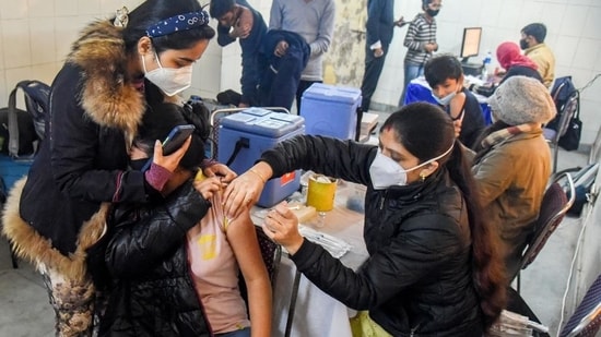 A girl receives a dose of a Covid vaccine in Delhi. (ANI)