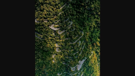 The road in Tamil Nadu, a photo of which was retweeted by Anand Mahindra. It was originally shot by Abhishek Nath.&nbsp;(instagram/@i_am_out_of_office)