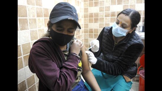 Only nine of the 119 eligible infected children in Chandigarh had received the first dose of vaccine. (Keshav Singh/HT)