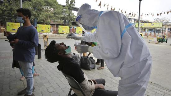 The positivity rate in Bengaluru, the biggest contributor to the state’s covid-19 tally, is well over 10%. (PTI) The positivity rate in Bengaluru, the biggest contributor to the state’s covid-19 tally, is well over 10%. (PTI)
