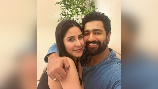 Katrina Kaif and Vicky Kaushal pose together for a picture.
