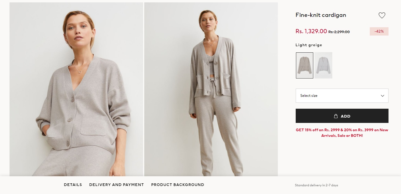 The price of Kareena's Fine-Knit Cardigan.&nbsp; (hm.com)