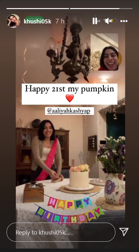 Khushi Kapoor shared a glimpse of the celebration on Instagram Stories.