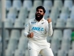 New Zealand's Ajaz Patel celebrates after picking a wicket New Zealand's Ajaz Patel celebrates after picking a wicket