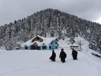 Gulmarg tourist resort in north Kashmir continued to reel under extreme cold as the minimum temperature stayed below the freezing point at most places in the valley, officials said on Monday.(HT Photo/Waseem Andrabi)