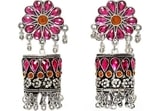 The charm of oxidised pair of jhumka is simply unparalleled. It spells grace and elegance.