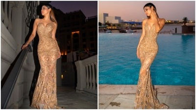 Mouni Roy, who was vacationing in Dubai, got these stunning pictures captured in Palazzo Versace Dubai. (Instagram/@imouniroy)