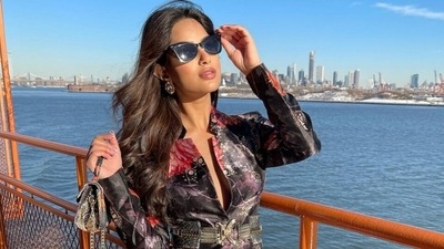 Miss Universe Harnaaz Sandhu goes shirtless with floral jacket, leather pants and boots to take over NYC: See pics