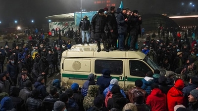 Security officers accused protestors of killing 13 police officers and injuring 353. Tokayev permitted security in the country to “fire without warning”. More than 4,400 people were arrested and 26 demonstrators killed. (AFP Photo) Security officers accused protestors of killing 13 police officers and injuring 353. Tokayev permitted security in the country to “fire without warning”. More than 4,400 people were arrested and 26 demonstrators killed. (AFP Photo)