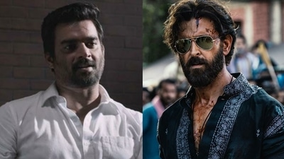 Madhavan as Vikram in the Tamil original along with Hrithik's first look in Hindi remake.